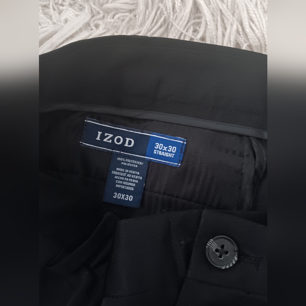 Izod Mens Black Pants  Straight Fit 30 X 30 - Picture 2 of 6